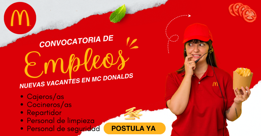 OPORTUNIDAD LABORAL EN MCDONALD'S